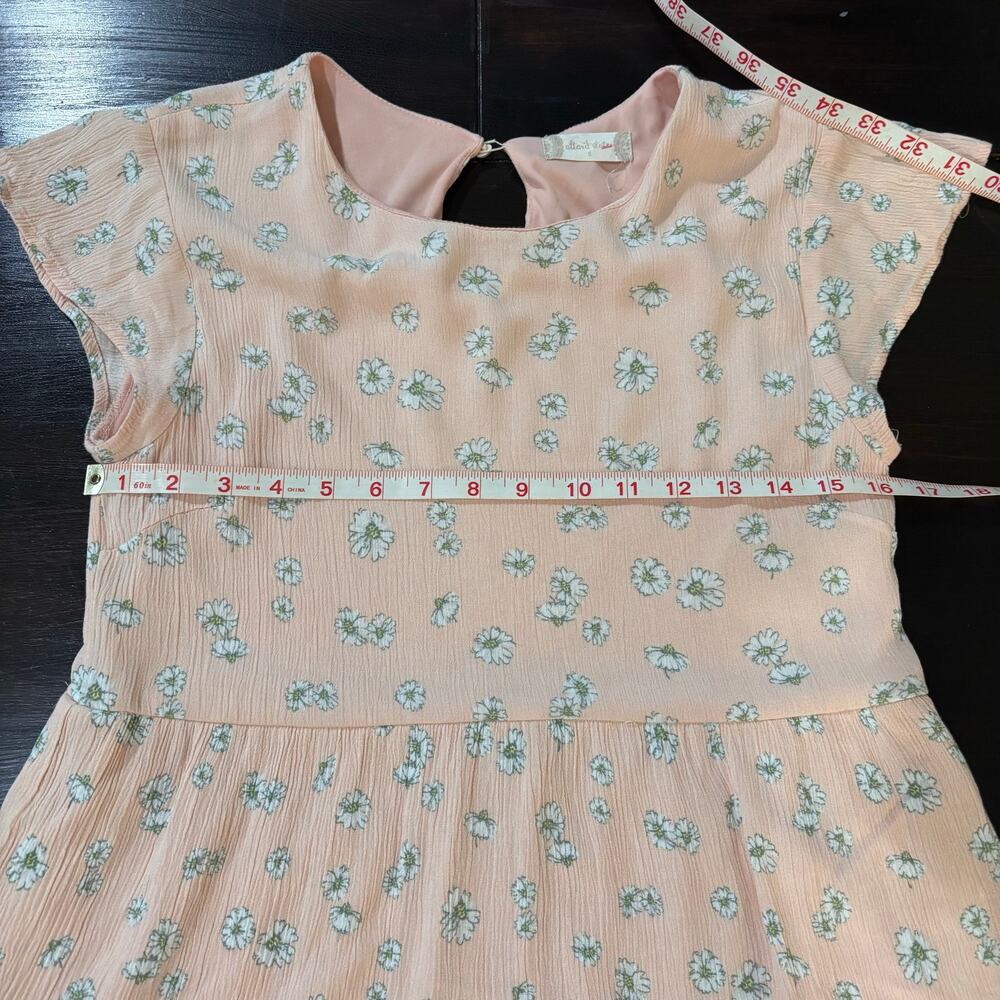 Altar'd State Soft Pink Floral Daisy Tiered Ruffle Mini Babydoll Dress 90s Sz S - Picture 5 of 5
